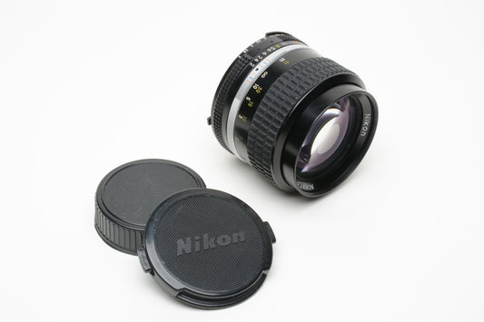 Nikon Nikkor 85mm f2 AIS mount lens, caps, nice & clean, Sharp!