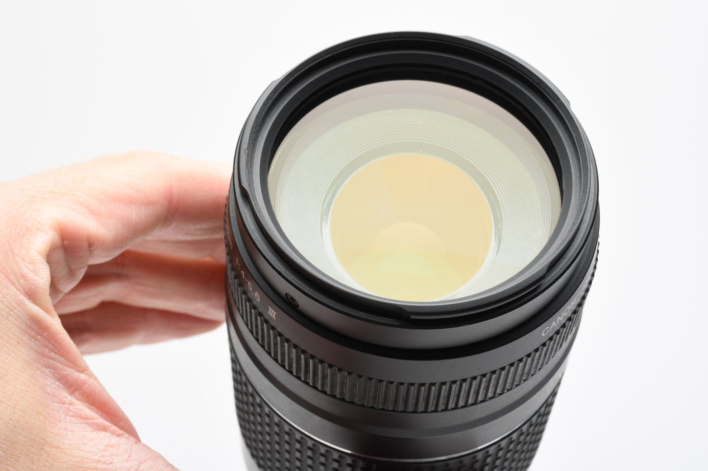 Canon EF 75-300mm f4-5.6 III Telephoto zoom lens, caps, UV, Good!