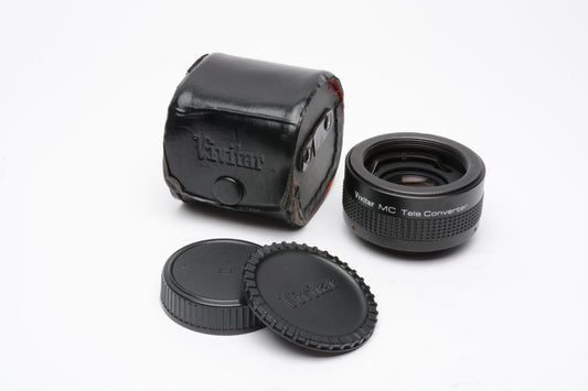 Vivitar 2X-1 MC Tele Converter, caps, case, M42 Mount