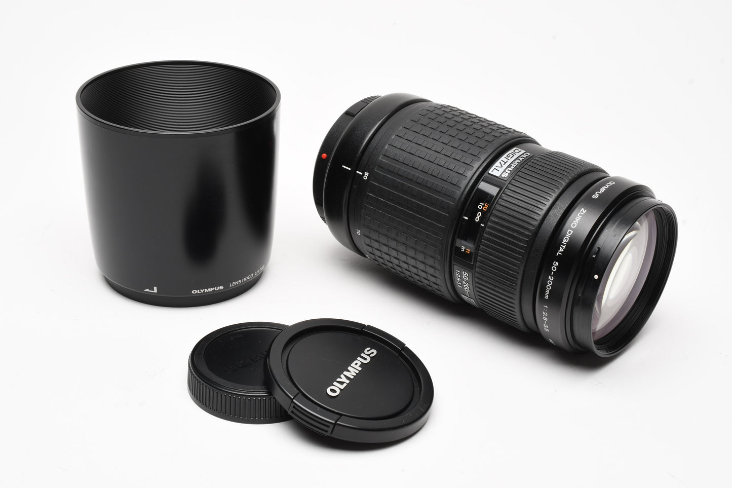 Olympus 50-200mm f2.8-3.5 ED zoom lens, tripod mount, hood, Mint- 4/3 Mount