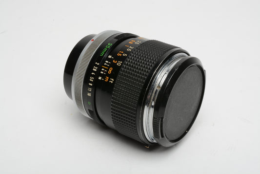 Canon FD 35mm F2 prime lens, very sharp, great glass