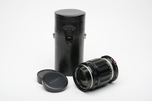 Sankyo Kohki Super Komura 100mm f2.5 Portrait lens Nikon F mount, clean & sharp + Case