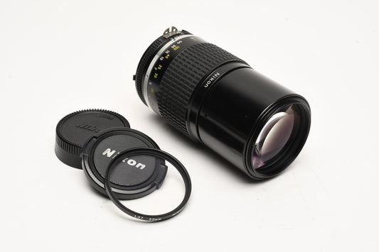 Nikon Nikkor 200mm f4 AIS mount lens, L37, caps, nice & clean, Sharp!