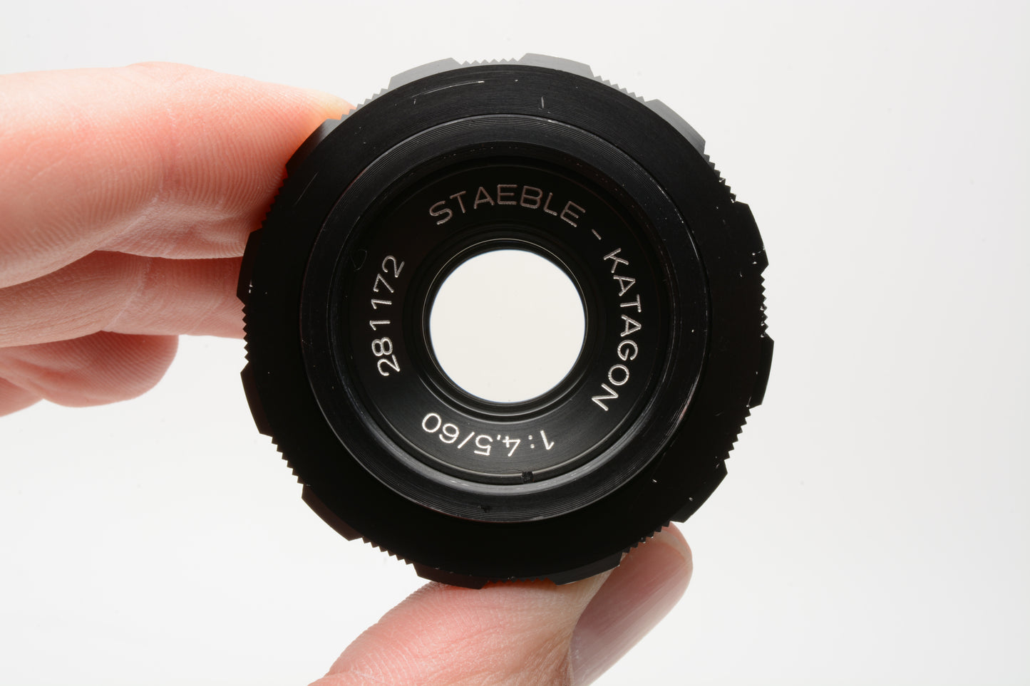 Staeble Katagon 60mm F4.5 lens M39 screw mount, case, clean and sharp