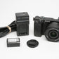 Sony A6400 Mirrorless w/16-50mm zoom, batt, charger, Very clean, Only 967 Acts!