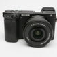 Sony A6400 Mirrorless w/16-50mm zoom, batt, charger, Very clean, Only 967 Acts!