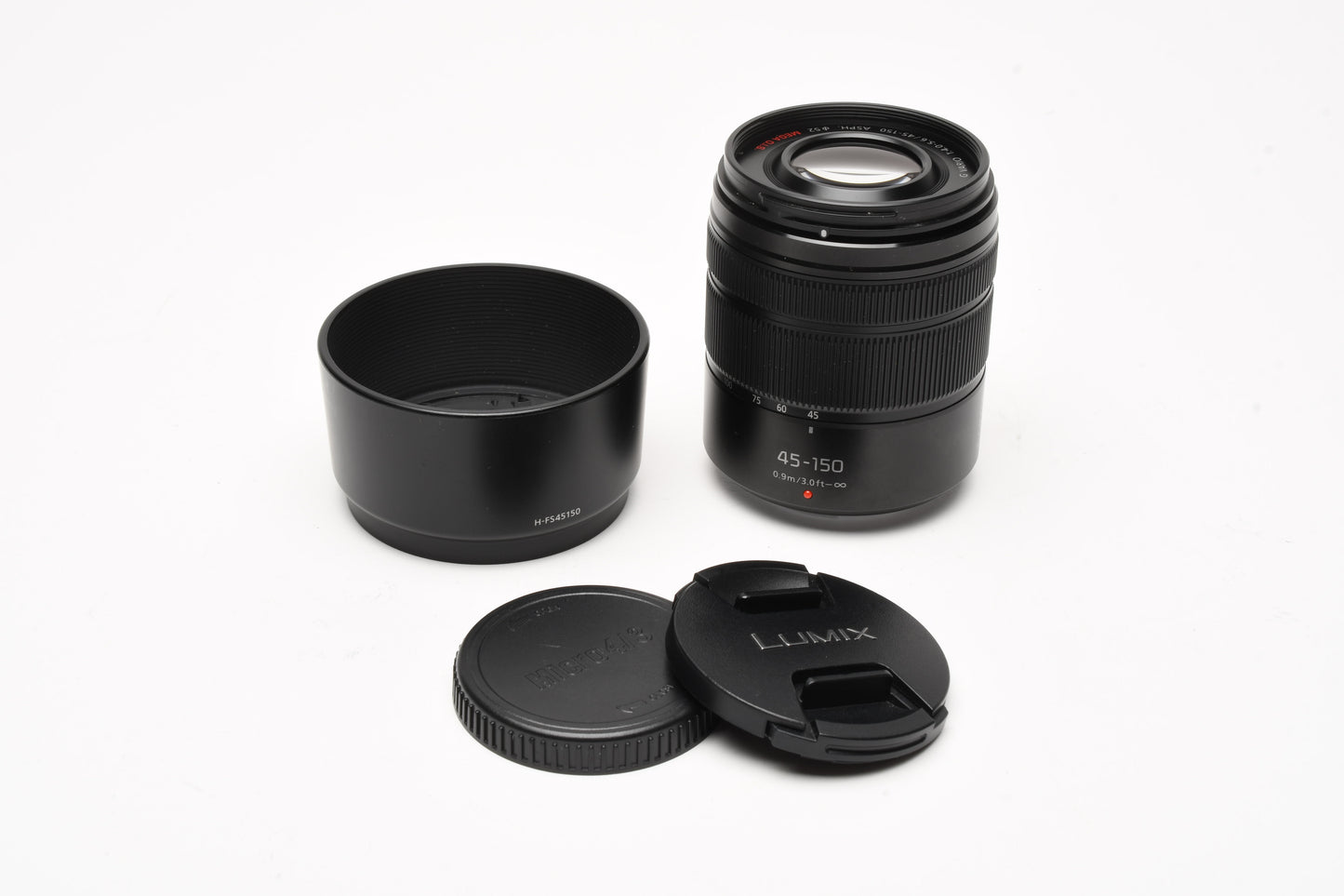 Panasonic Lumix G Mega O.I.S. 45-150mm f4-5.6 H-FS45150, Hood, Nice
