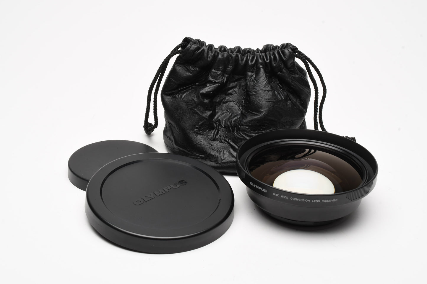 Olympus WCON-O8D .8X Wide conversion lens for C8080, caps+pouch