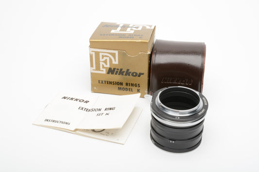 Nikon Model K Extension Tube Ring Set w/K1, K2, K3, K4, & K5 rings in box+case