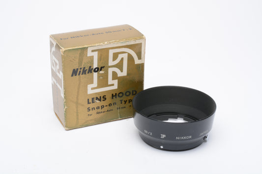 Nikon HS-2 metal lens hood for Nikkor 50mm f2 lens, NIB