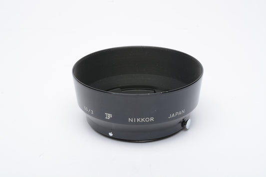 Nikon HS-2 metal lens hood for Nikkor 50mm f2 lens, NIB