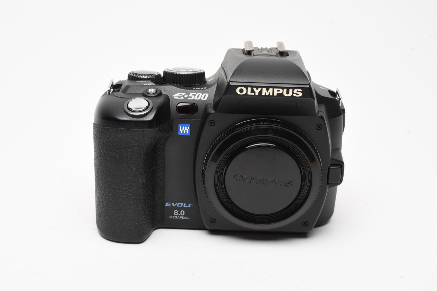 Olympus E500 DSLR body, batt+charger, clean, tested, nice + 512MB CF card
