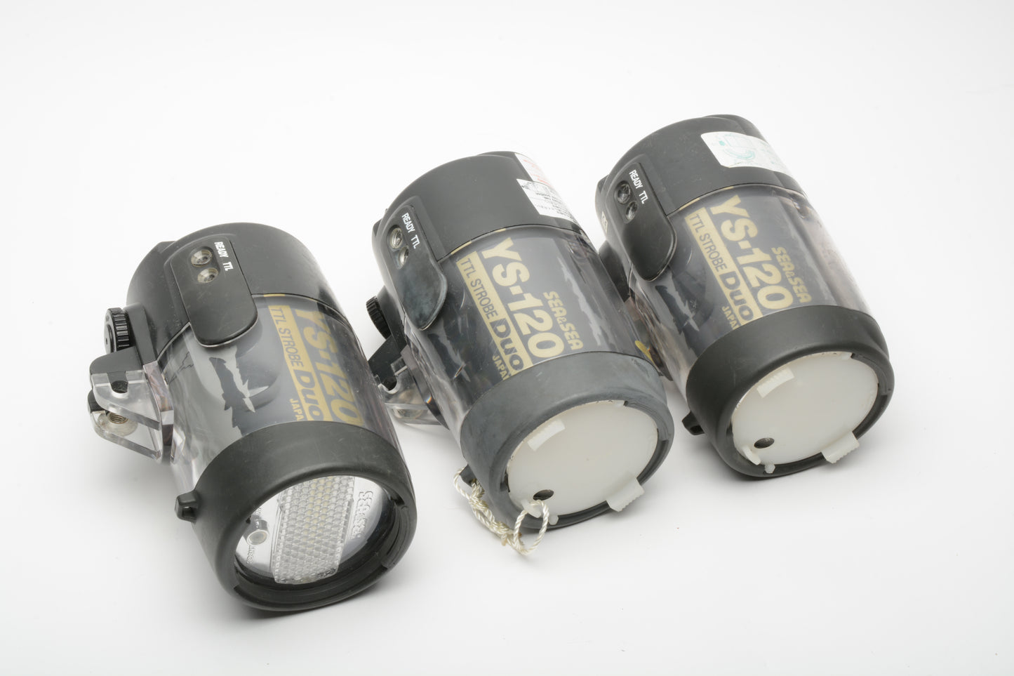 3X Sea & Sea YS-120 Duo Underwater strobes w/All brackets as pictured