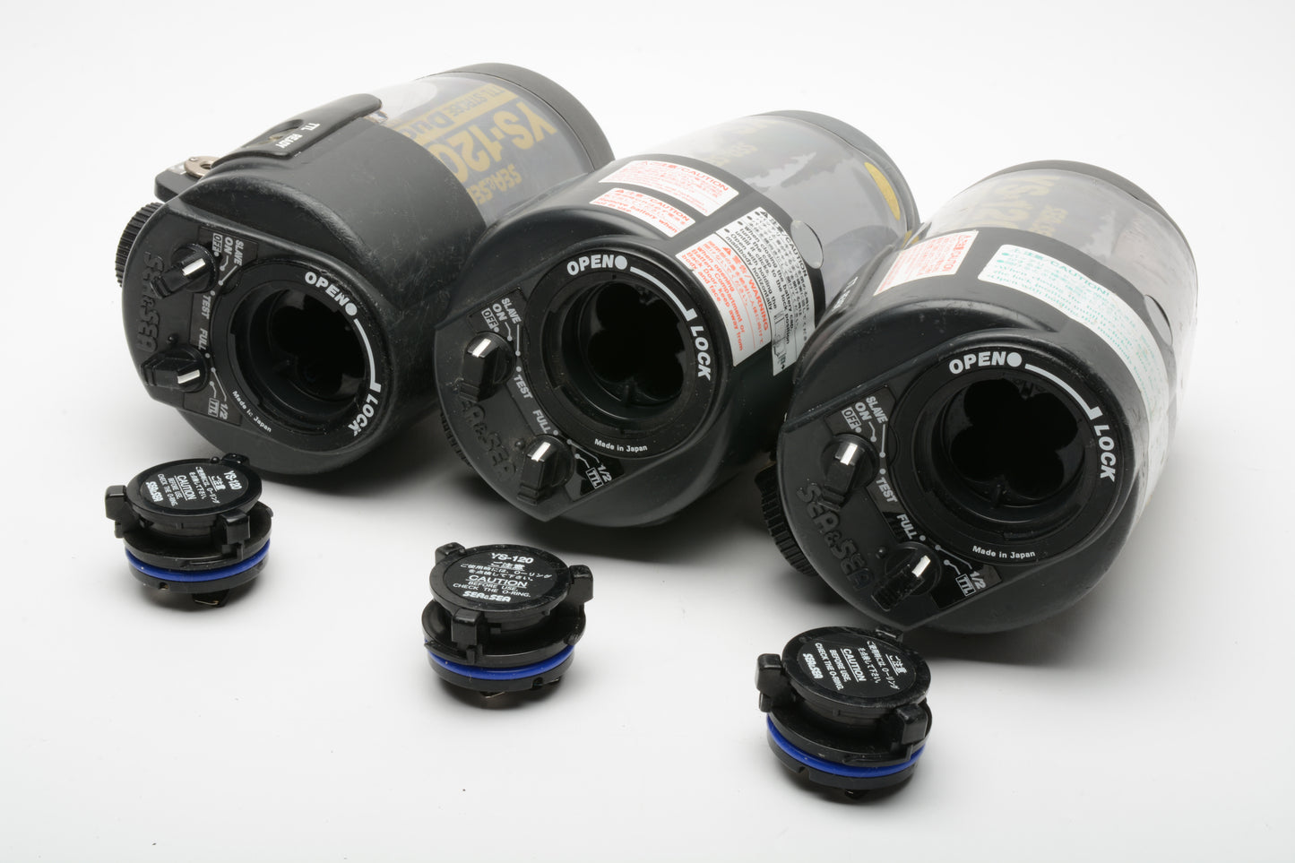 3X Sea & Sea YS-120 Duo Underwater strobes w/All brackets as pictured