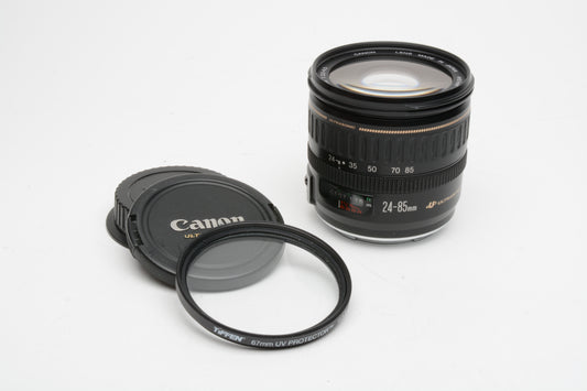 Canon EF 24-85mm f3.5-4.5 USM  compact zoom lens, caps, UV, Mint-