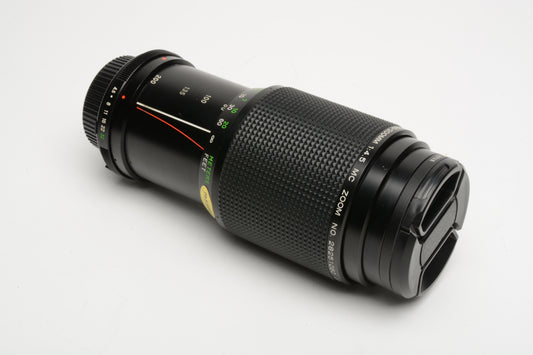 Vivitar 80-200mm f4.5 MC Zoom Tele zoom lens for Minolta MD, 1A + caps