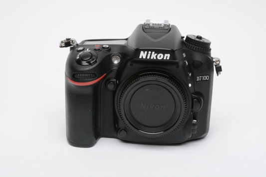 Nikon D7100 DSLR Body Only w/2X Batts, charger, Only 14,170 Acts!  Fully tested, nice!