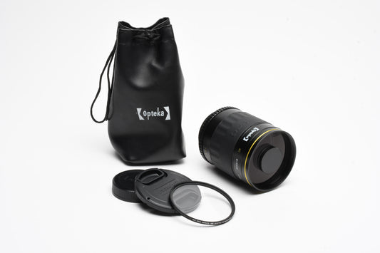 Opteka 500mm f8  MC Mirror Reflex compact telephoto lens, UV, PK T-Mount