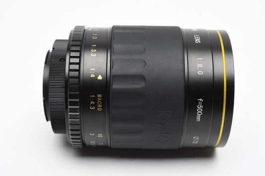 Opteka 500mm f8  MC Mirror Reflex compact telephoto lens, UV, PK T-Mount