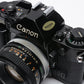 Canon A-1 35mm SLR w/50mm F1.8 SC lens, grip, strap, new seals, Great!