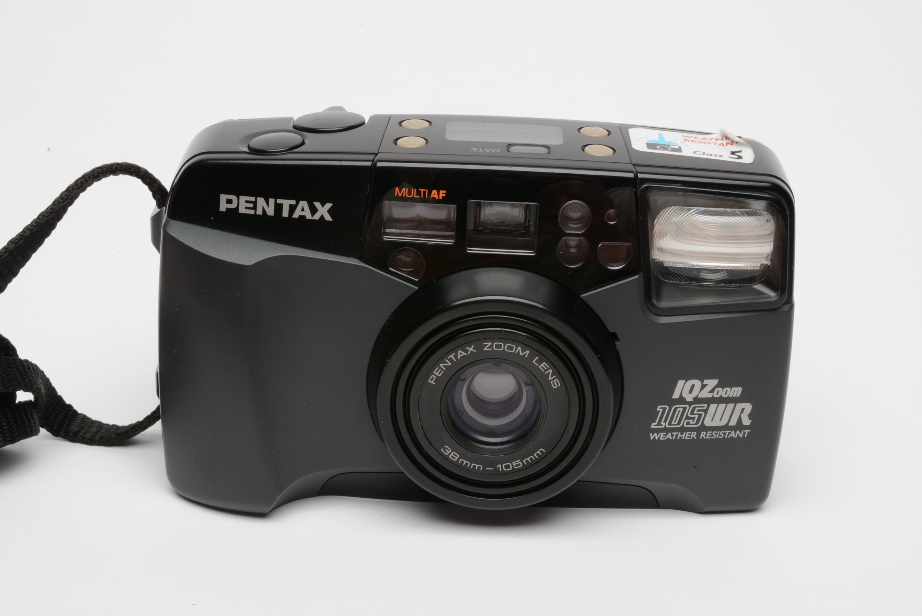 Pentax IQ Zoom 105WR 35mm Point&Shoot camera, strap+ Lowepro case