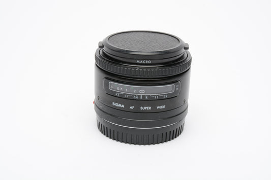 Sigma AF 24mm f2.8 Super Wide II macro MC lens, caps, Sony A Mount