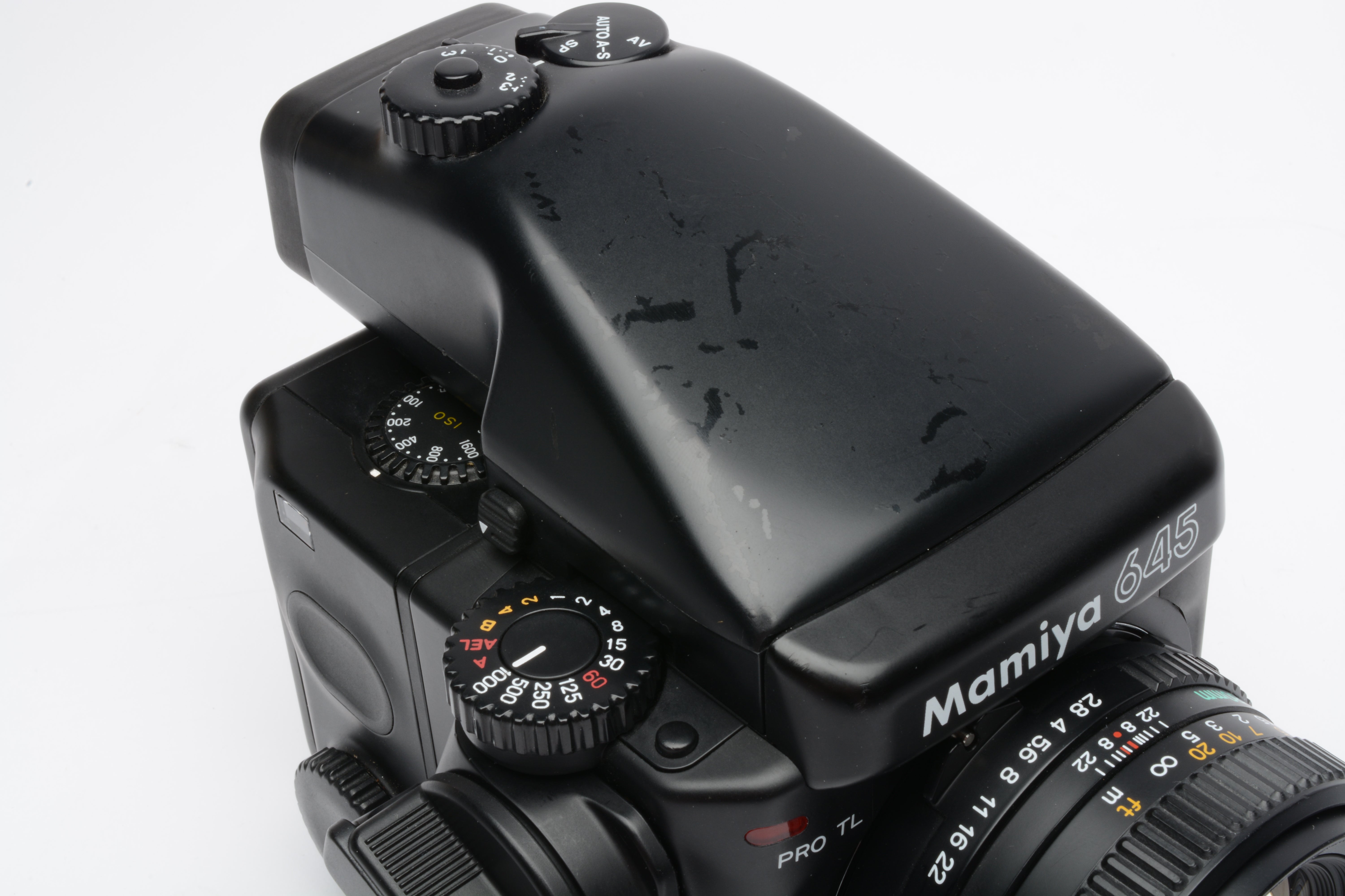 Mamiya 645 Pro TL w/80mm f2.8N lens, 120 back, strap+lugs+cap, nice!