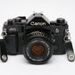 Canon A-1 35mm SLR w/50mm F1.8 lens, grip, strap, new seals, Accurate, nice!