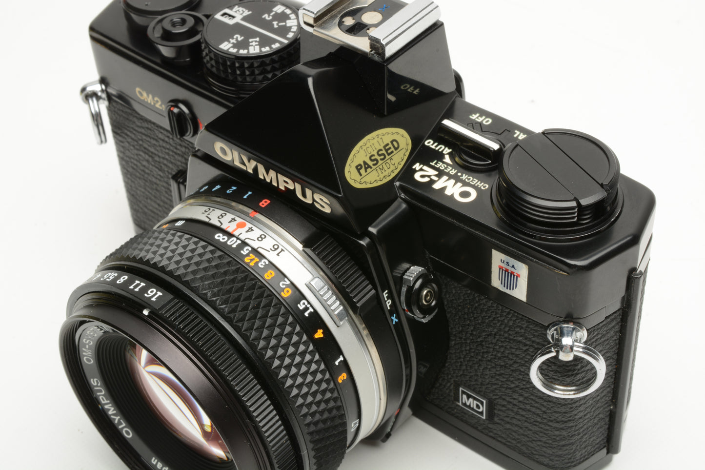 Olympus OM-2N 35mm SLR Black w/Zuiko 50mm f1.8 lens, strap, sky, manuals+New seals