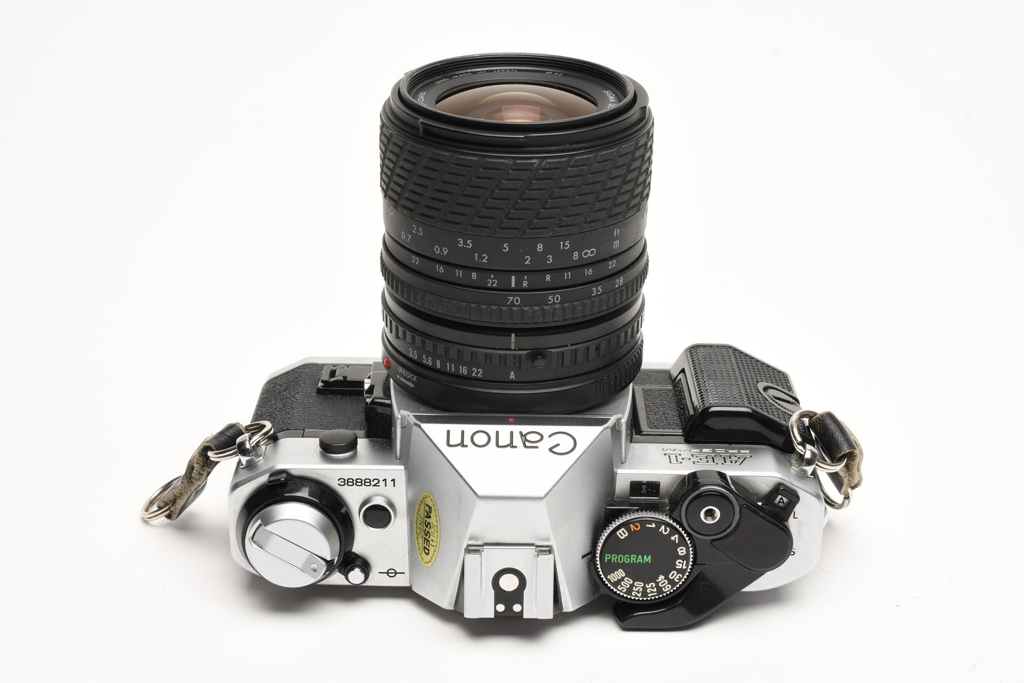 Canon AE-1 Program 35mm SLR Camera w/Sigma 28-70mm Zoom, New Seals