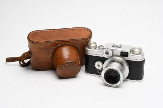 Argus C44 35mm Rangefinder Camera w/Cintagon 50mm f2.8, Case, works