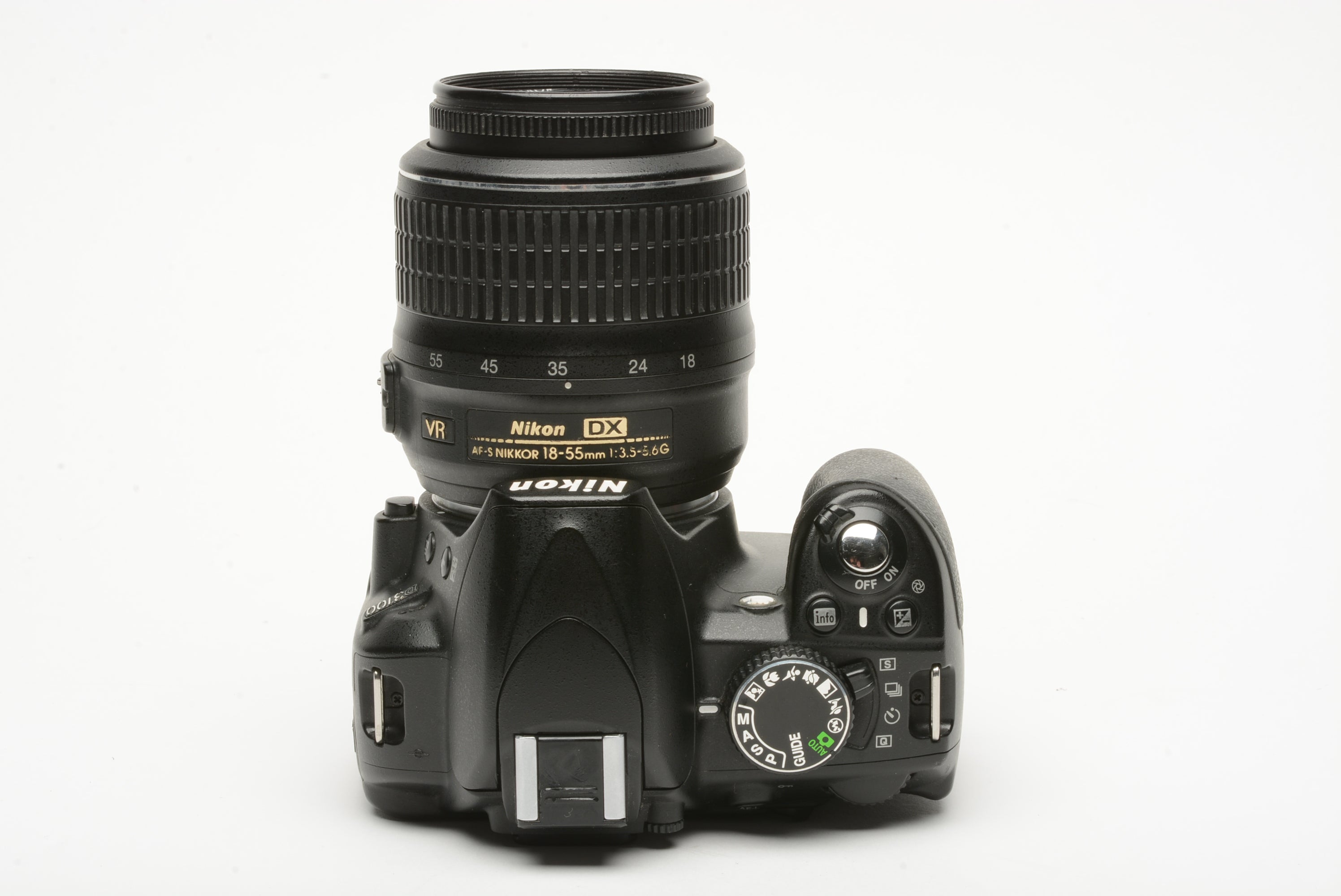 Nikon D3100 DSLR w/Nikkor AFS 18-55mm f3.5-5.6G zoom, batt+charger+CD 31K  Acts