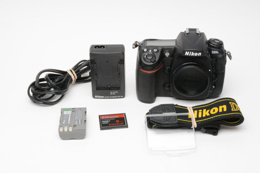 Nikon D300S DSLR Body, batt, charger, strap, 8GB CF card, Only 283 Acts!! Mint-