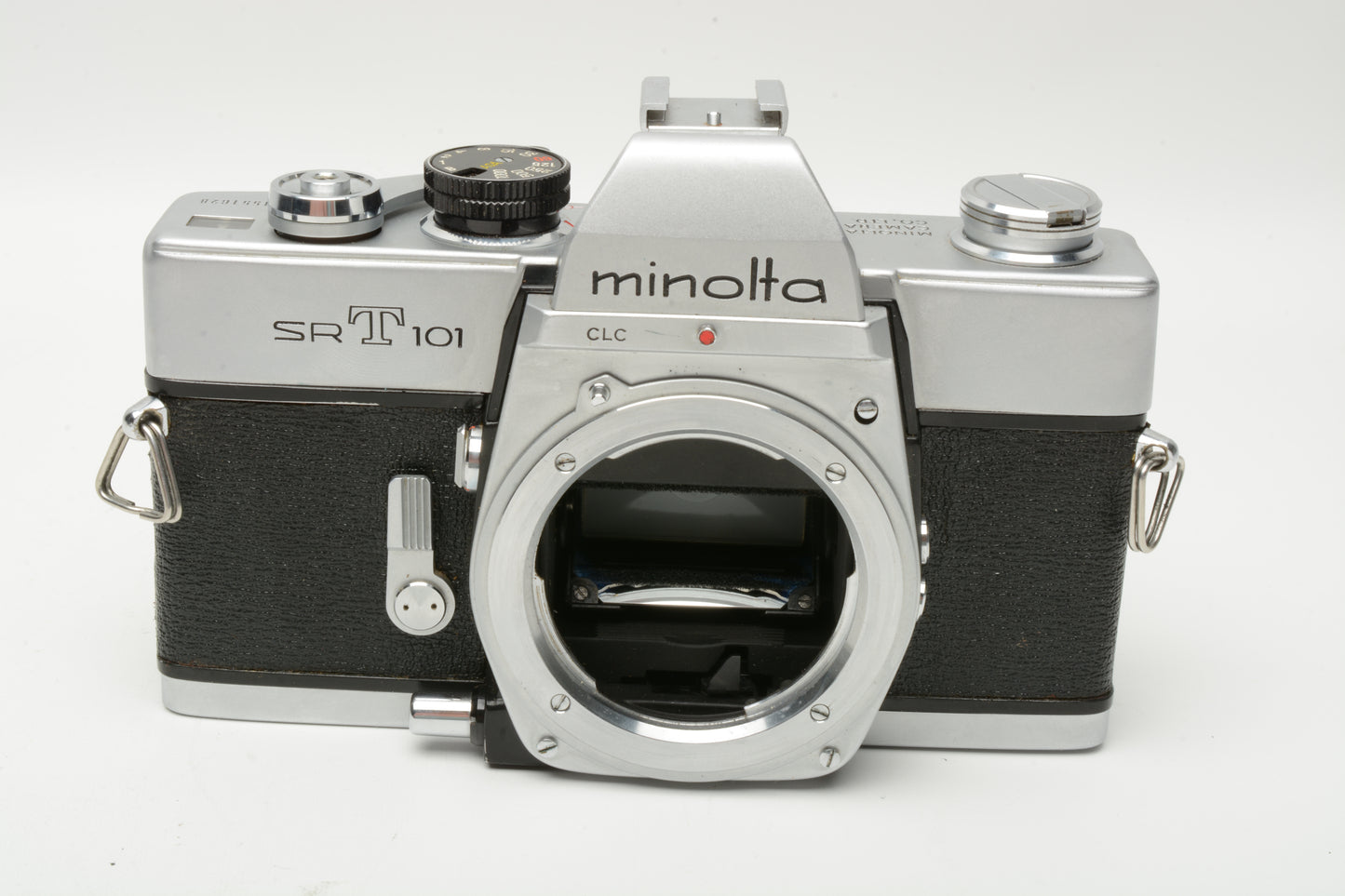 Minolta SRT-101 Chrome 35mm SLR Body Only, cap+manuals+new seals, Tested