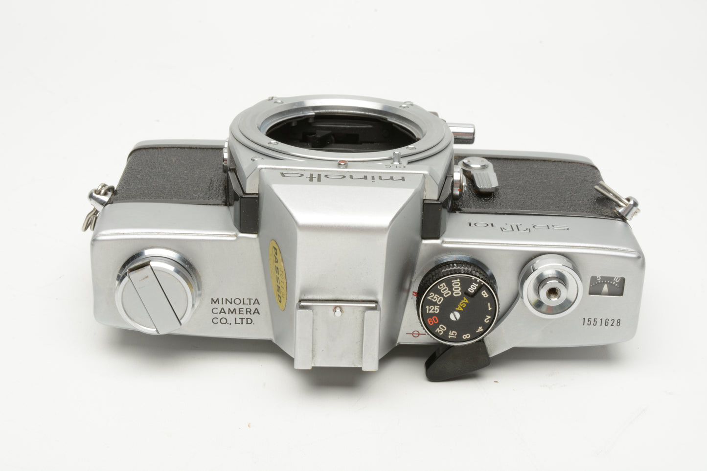 Minolta SRT-101 Chrome 35mm SLR Body Only, cap+manuals+new seals, Tested