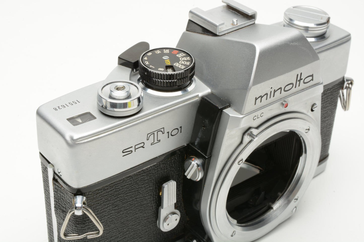 Minolta SRT-101 Chrome 35mm SLR Body Only, cap+manuals+new seals, Tested