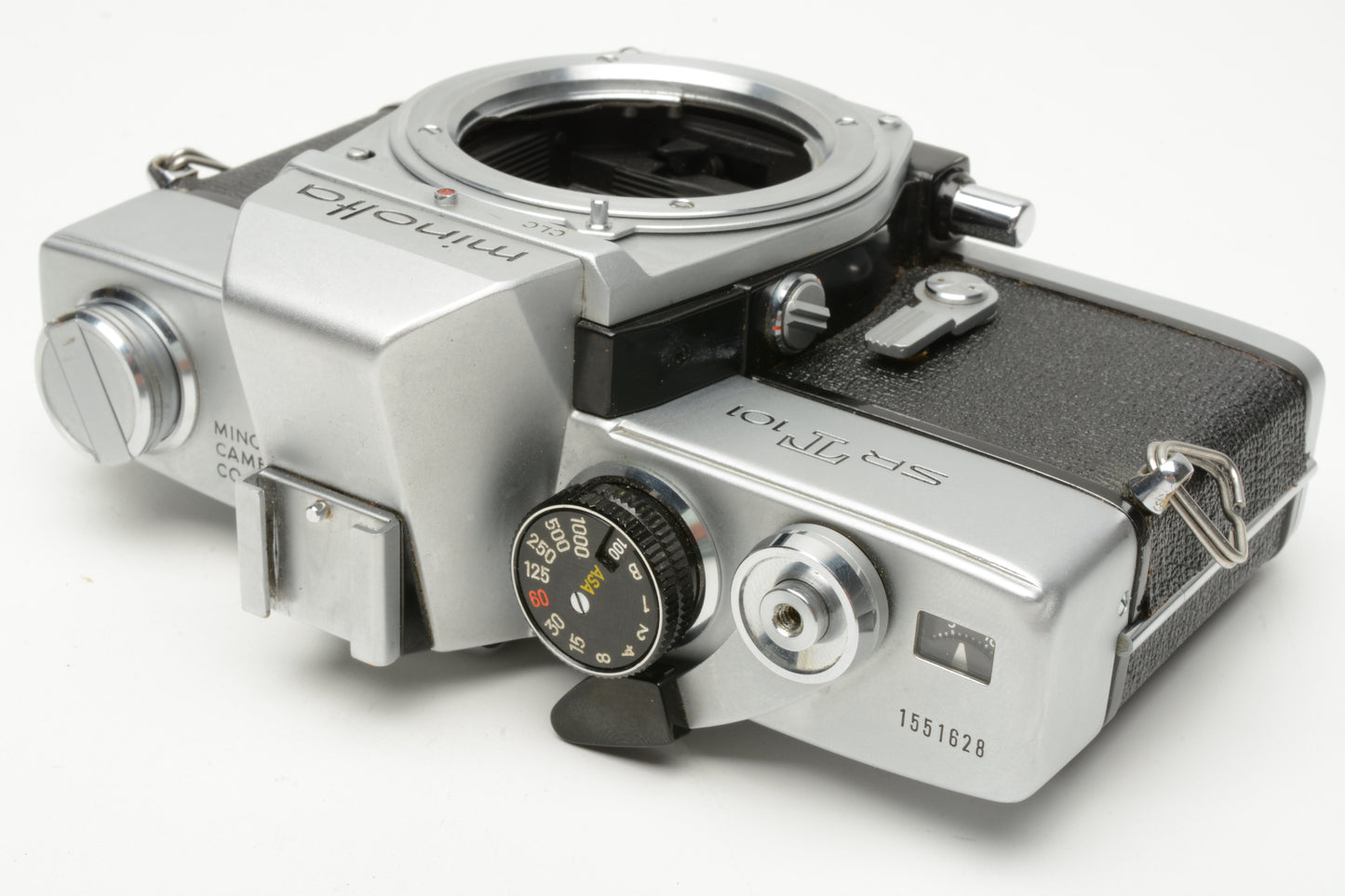 Minolta SRT-101 Chrome 35mm SLR Body Only, cap+manuals+new seals, Tested