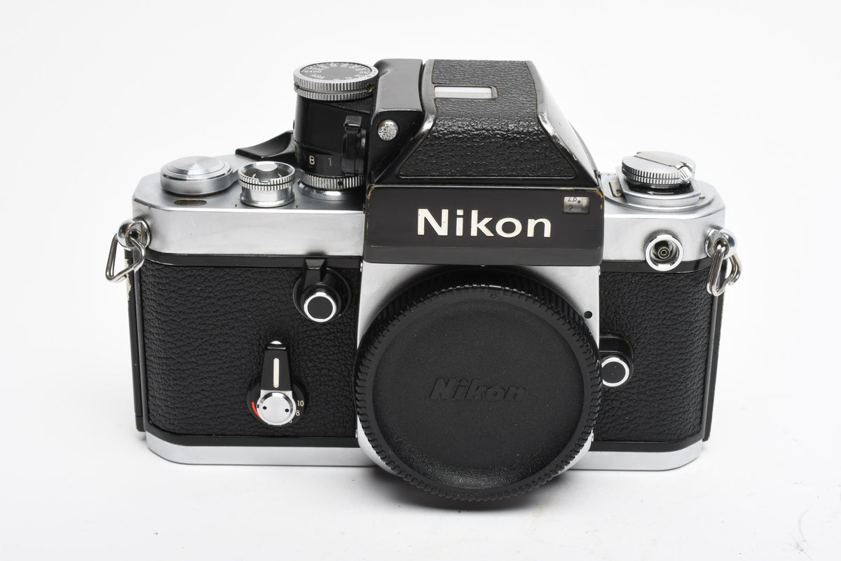 Nikon F2 35mm SLR body w/DP-1 finder, very clean & accurate, timeless (silver)