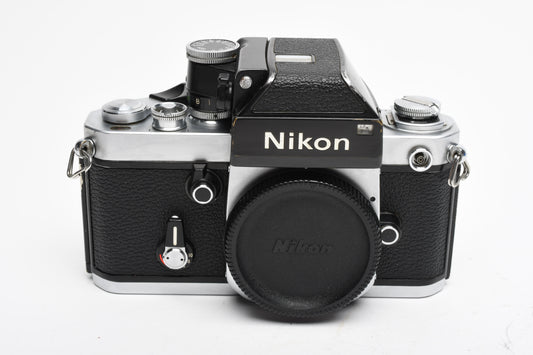 Nikon F2 35mm SLR body w/DP-1 finder, very clean & accurate, timeless (silver)
