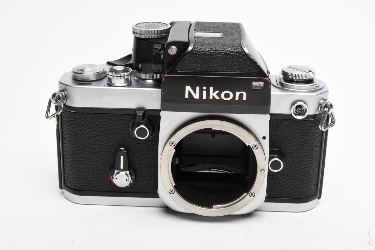 Nikon F2 35mm SLR body w/DP-1 finder, very clean & accurate, timeless (silver)