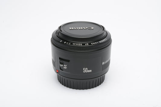 Canon EF 50mm f1.8 II prime lens, caps, very clean