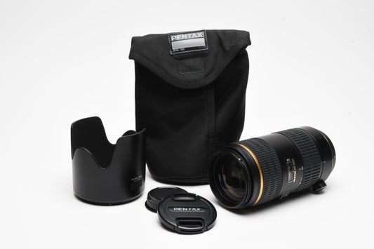 Pentax DA* 60-250mm ED IF SDM telephoto zoom, Hood, Pouch, No collar, sharp!