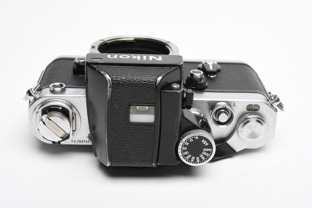 Nikon F2 35mm SLR body w/DP-1 finder, very clean & accurate, timeless (silver)