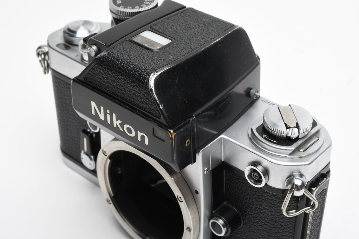 Nikon F2 35mm SLR body w/DP-1 finder, very clean & accurate, timeless (silver)