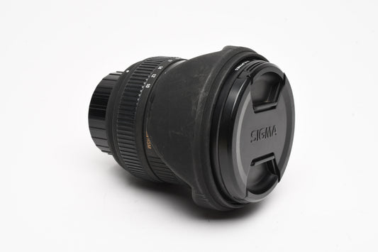 Sigma EX 10-20mm f4-5.6 DC HSM zoom Nikon AFS, caps, hood, UV, Great wide zoom