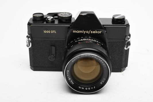 Mamiya 1000DTL Black Body w/Mamiya 55mm f1.4 lens, New Seals, Nice!