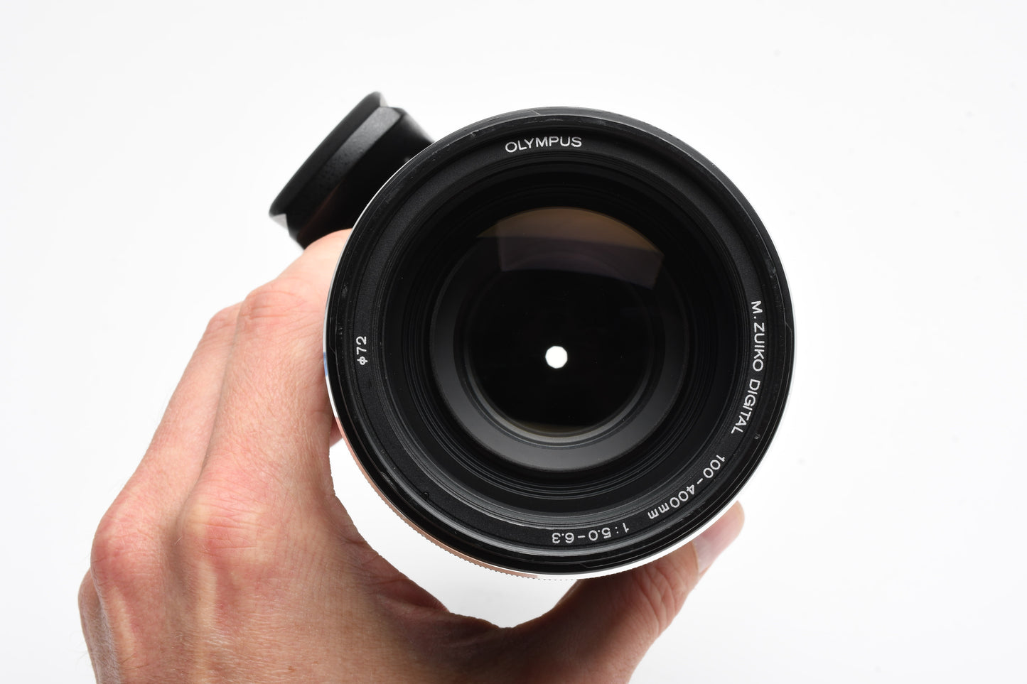 Olympus M Zuiko 100-400mm F5-6.3 IS ED MSC zoom, hood, collar, Great!
