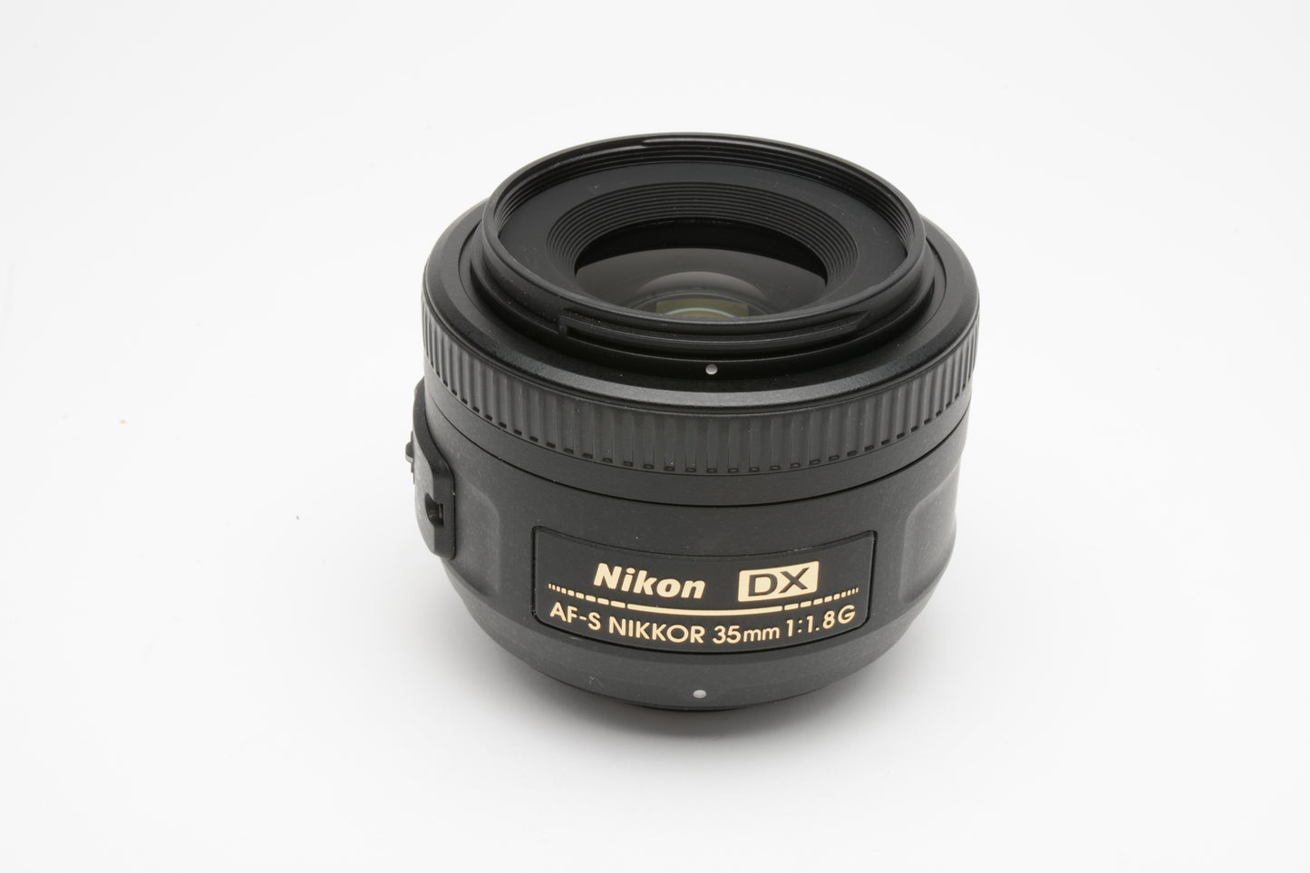 Nikon AF-S Nikkor 35mm f1.8G DX lens, caps, HB-46 lens hood, pouch, Mint-