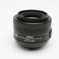 Nikon AF-S Nikkor 35mm f1.8G DX lens, caps, HB-46 lens hood, pouch, Mint-