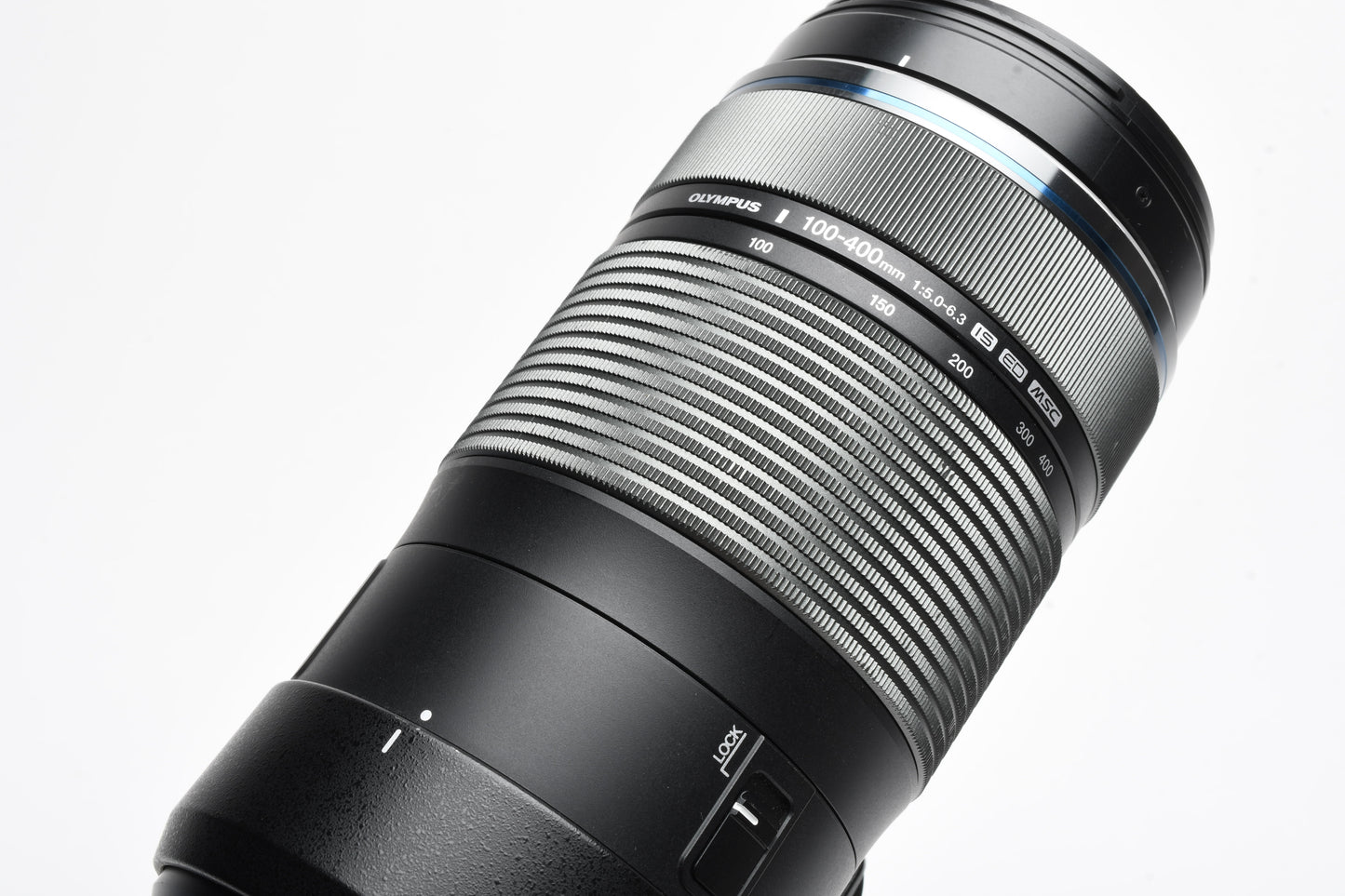 Olympus M Zuiko 100-400mm F5-6.3 IS ED MSC zoom, hood, collar, Great!
